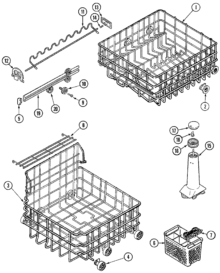 TRACK & RACK ASSEMBLY Diagram and Parts List for DWC7302ABB  Maytag Dishwasher