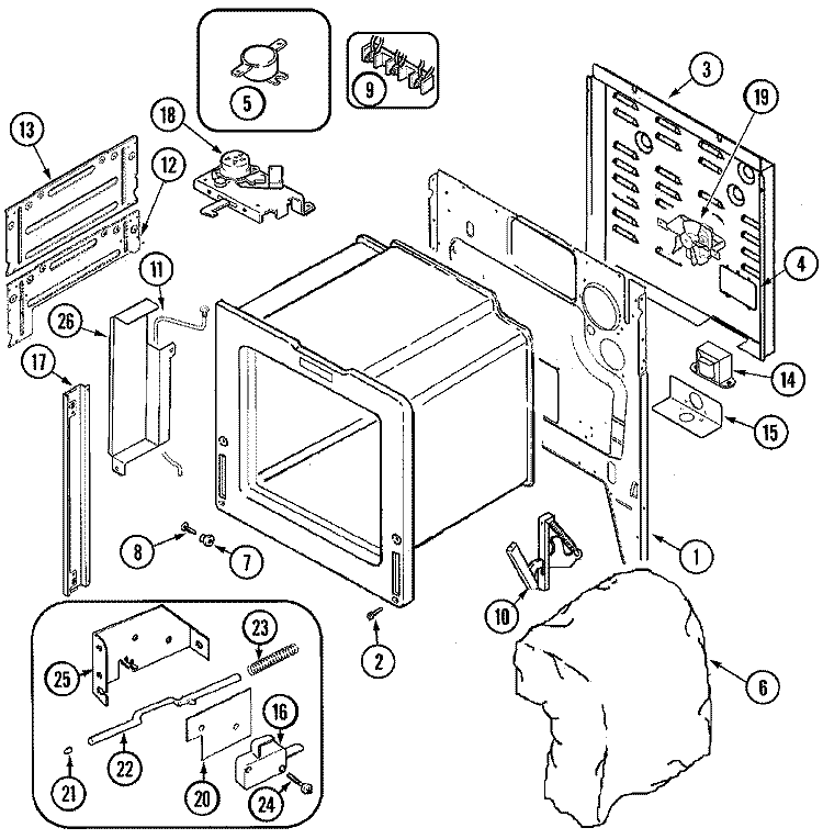 BODY Diagram and Parts List for JES9750AAB  Jenn-Air Range