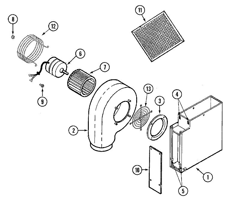 BLOWER PLENUM Diagram and Parts List for JED8345ADW  Jenn-Air Cooktop