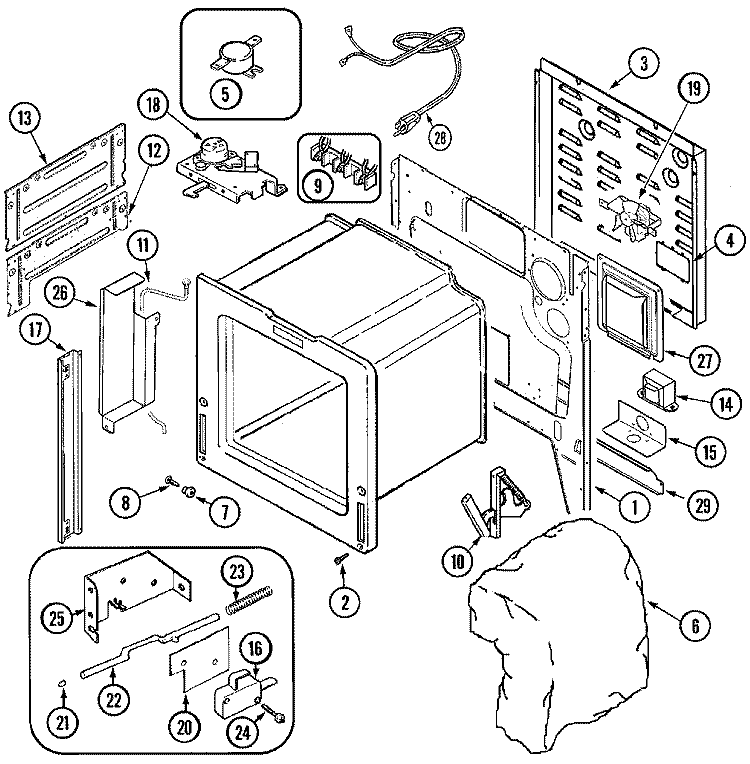 BODY Diagram and Parts List for JES9860ACW  Jenn-Air Range