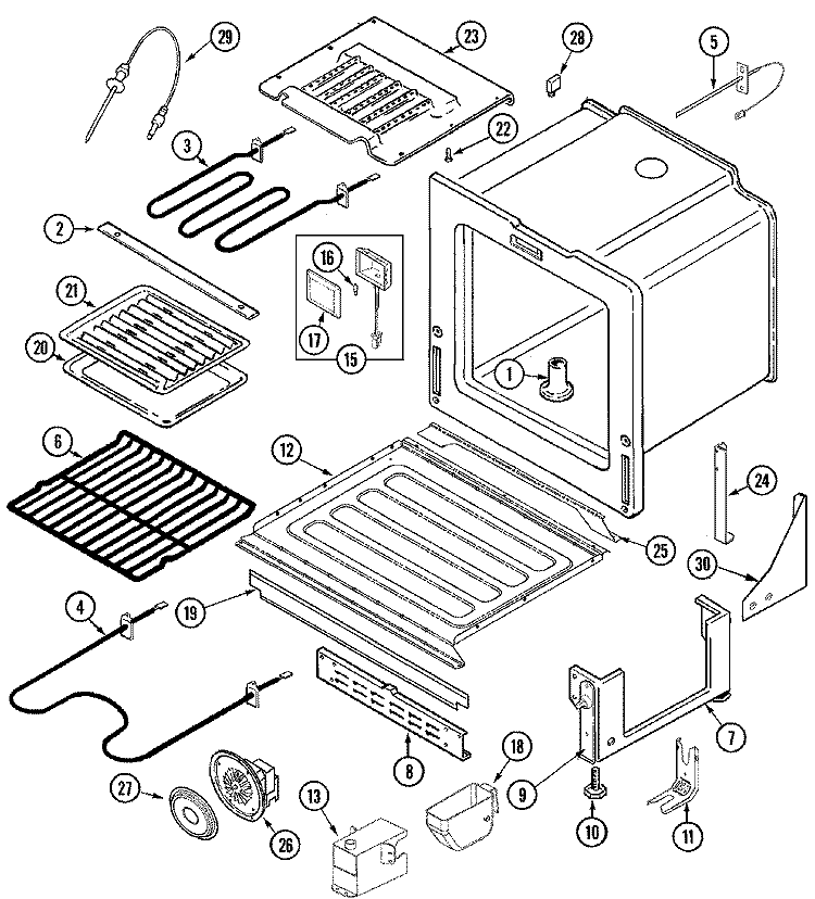 OVEN / BASE Diagram and Parts List for JDS9860AAB  Jenn-Air Range