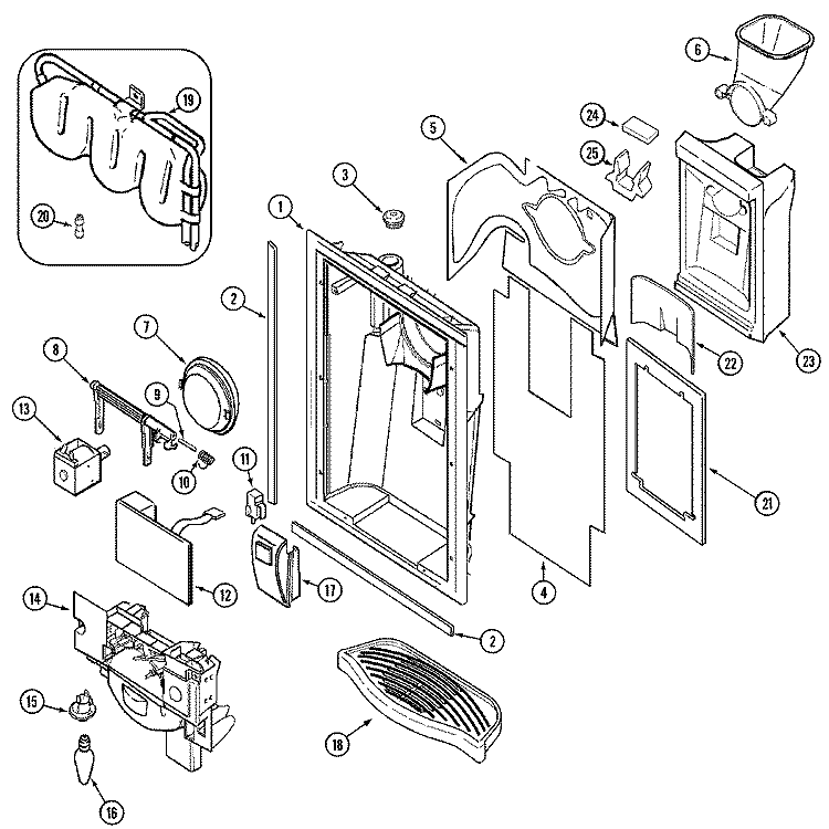 FOUNTAIN Diagram and Parts List for MSD2756GEW  Maytag Refrigerator