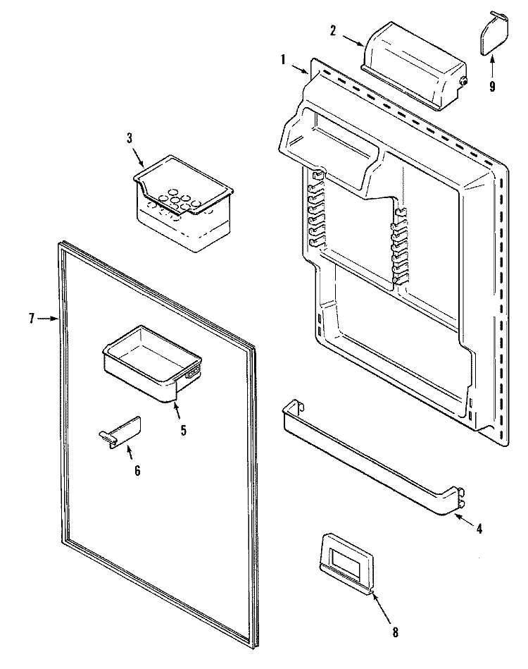 FRESH FOOD INNER DOOR Diagram and Parts List for MTF2156GEB  Maytag Refrigerator