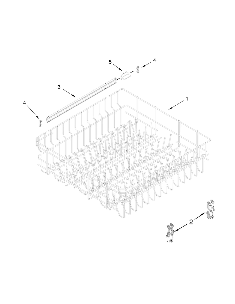 Upper Rack And Track Parts Diagram and Parts List for ADB1300AFW1  Amana Dishwasher
