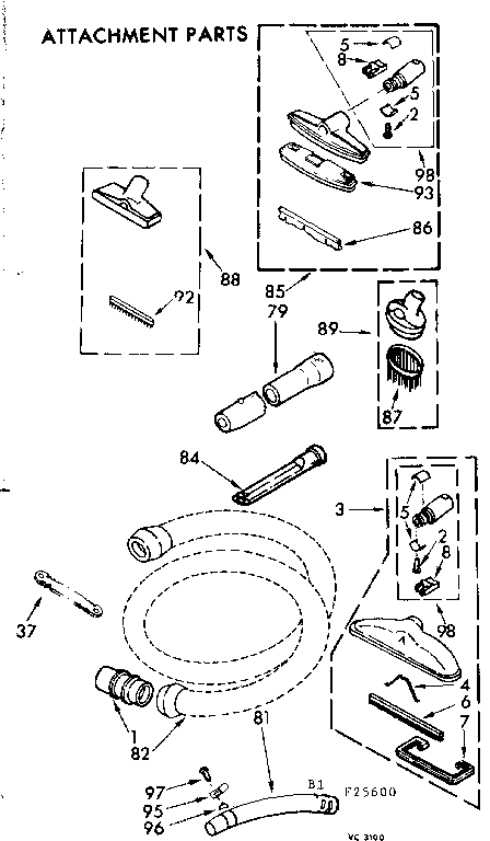 Attachment Parts Diagram and Parts List for 11625600  Kenmore Filters & Accessories