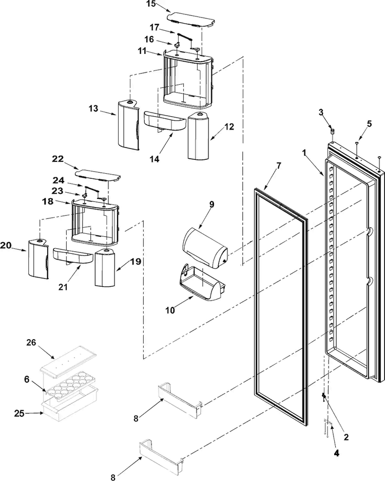 Refrigerator Door Diagram and Parts List for AC2228HEKS0  Amana Refrigerator