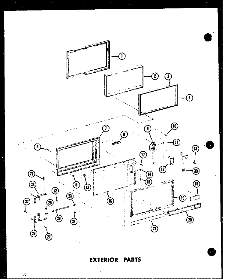 EXTERIOR PARTS Diagram and Parts List for RC-7D P7130101M Amana Microwave