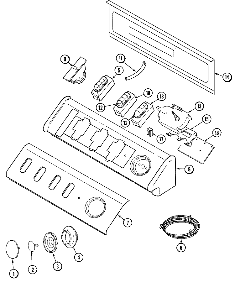 CONTROL PANEL Diagram and Parts List for MAV7257AWW  Maytag Washer