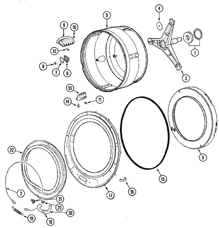 SPINNER ASSEMBLY & OUTER TUB COVER Diagram and Parts List for MAH4000BWW  Maytag Washer