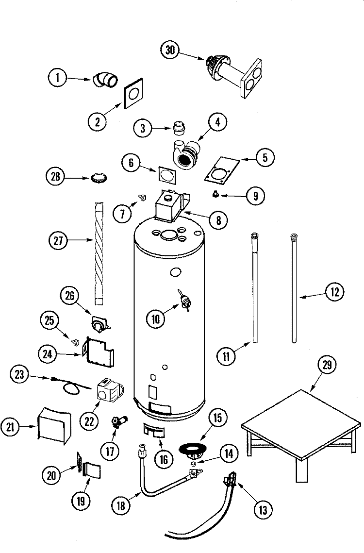 BODY Diagram and Parts List for HJ640NBDVTCGA  Maytag Water Heater