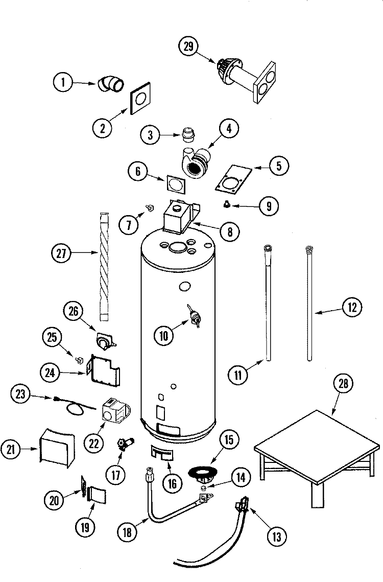 BODY Diagram and Parts List for HJ650PBDVTCGA  Maytag Water Heater