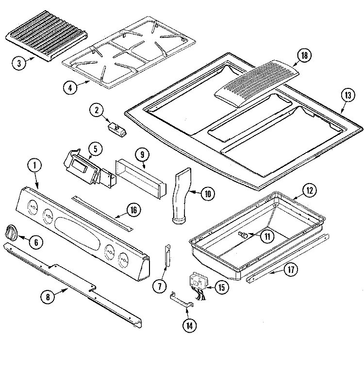 CONTROL PANEL / TOP ASSEMBLY Diagram and Parts List for JDS9860AAB  Jenn-Air Range