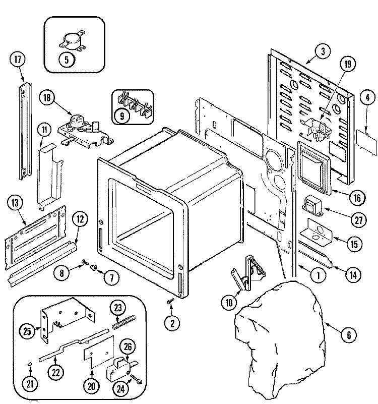 BODY Diagram and Parts List for JES9800AAS  Jenn-Air Range