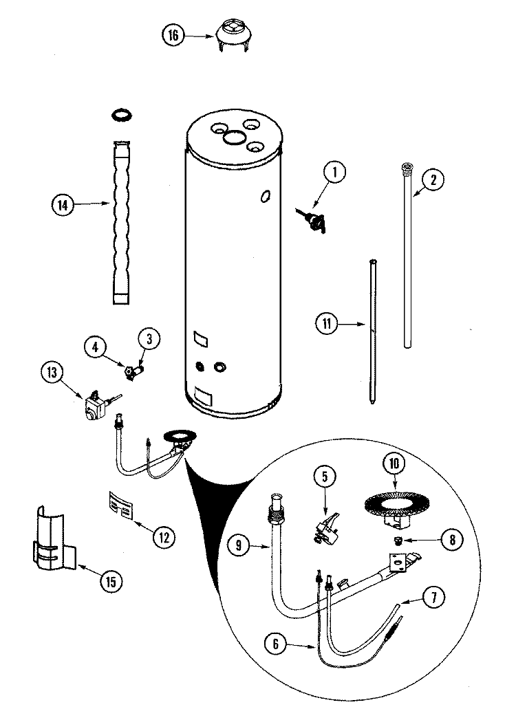 BODY Diagram and Parts List for HJ640NOLS  Maytag Water Heater
