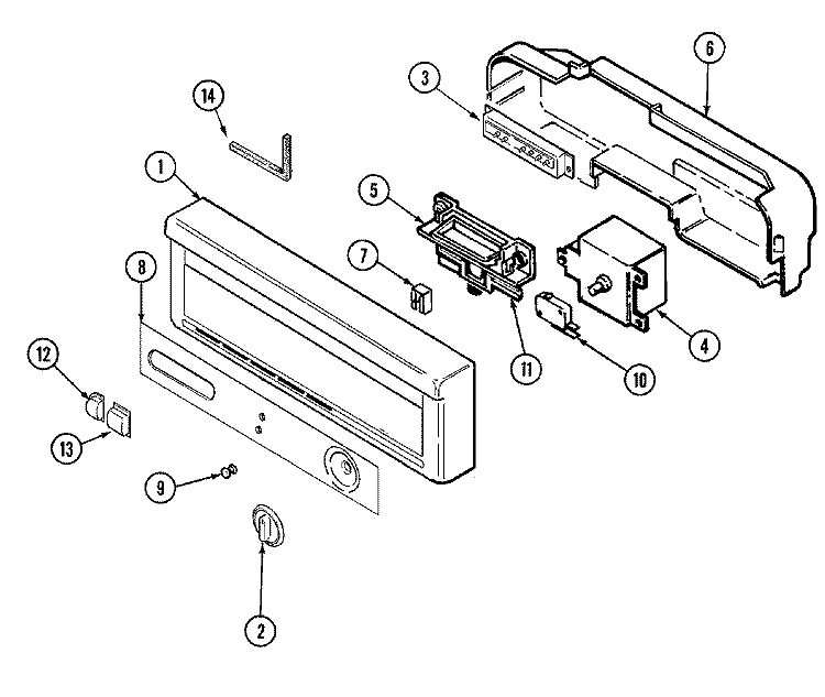 CONTROL PANEL Diagram and Parts List for PDC3600AWX  Maytag Dishwasher