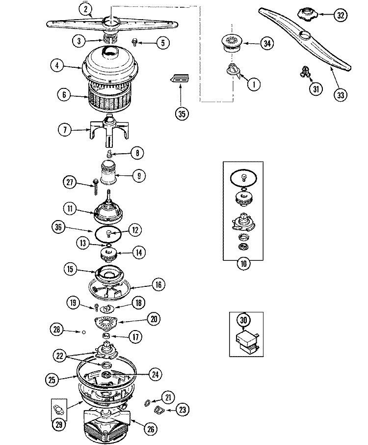 PUMP & MOTOR Diagram and Parts List for PDC3600AWX  Maytag Dishwasher