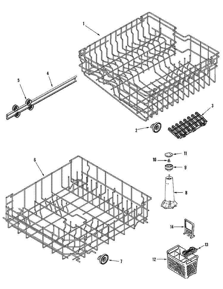 TRACK & RACK ASSEMBLY Diagram and Parts List for CDU810B  Crosley Dishwasher