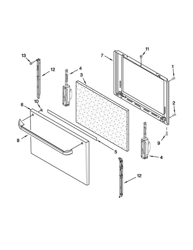 Door Parts Diagram and Parts List for AGR3311WDW2  Amana Range