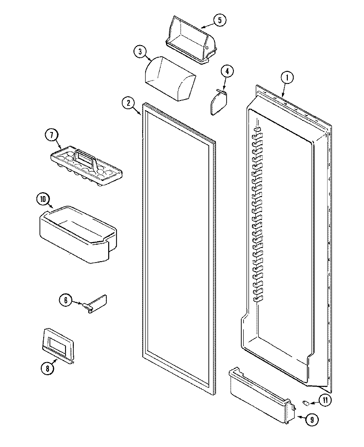 FRESH FOOD INNER DOOR Diagram and Parts List for MSD2656GEQ  Maytag Refrigerator