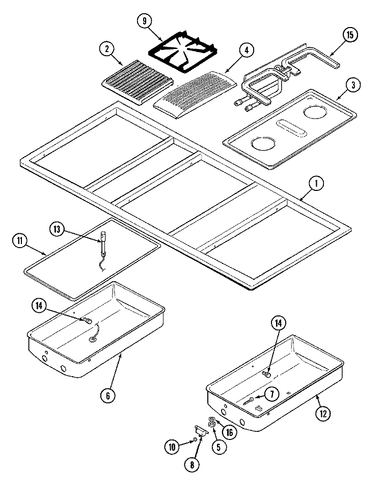 TOP ASSEMBLY Diagram and Parts List for JGD8348ADP  Jenn-Air Cooktop