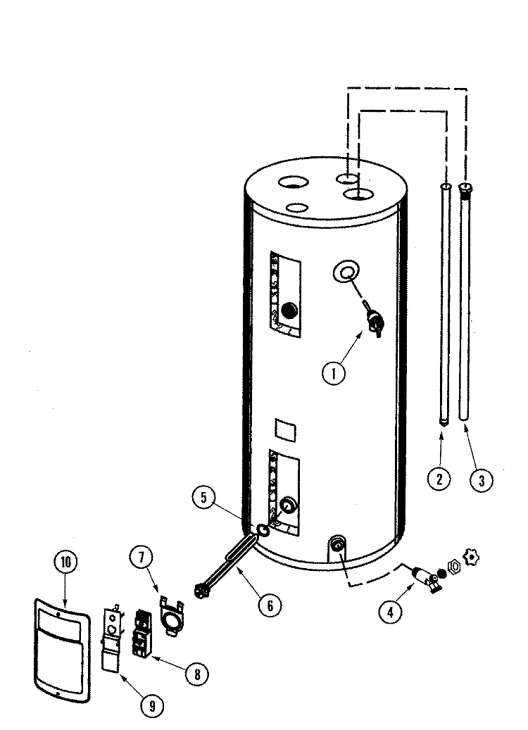 BODY Diagram and Parts List for HJ6301JRT2  Maytag Water Heater