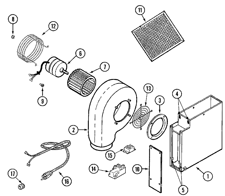 BLOWER PLENUM Diagram and Parts List for JGD8345ADW  Jenn-Air Cooktop