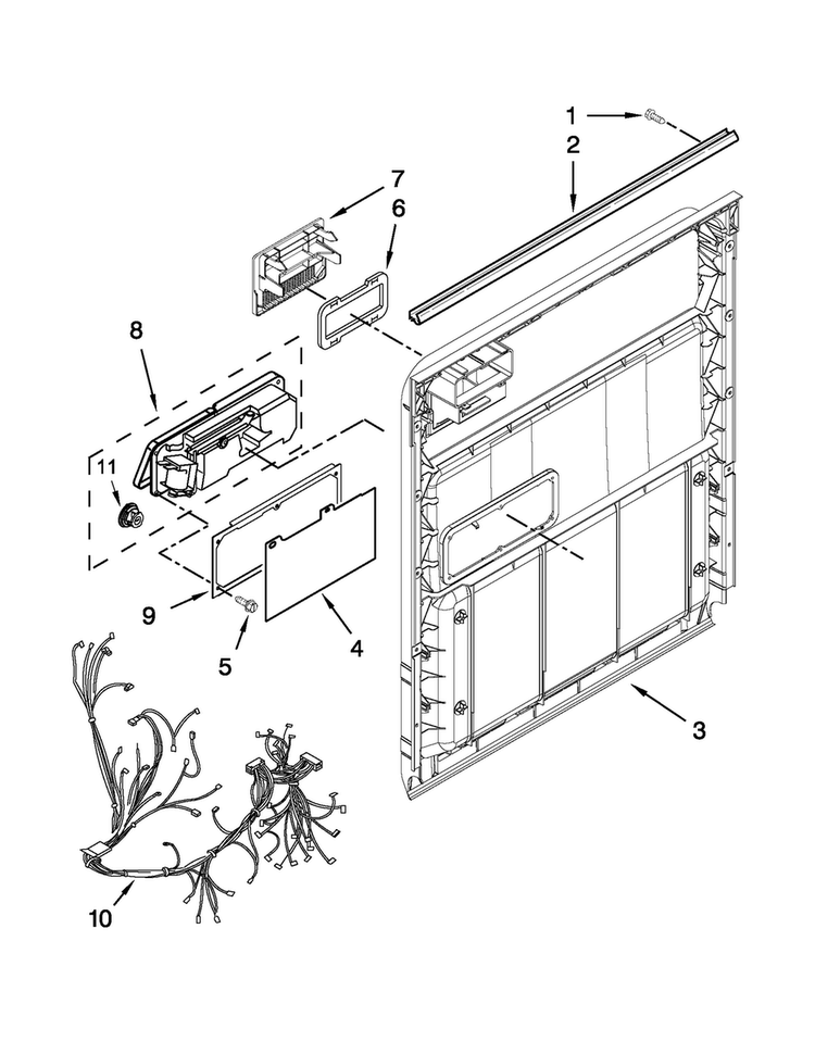 Inner Door Parts Diagram and Parts List for MDC4809PAW1  Maytag Dishwasher