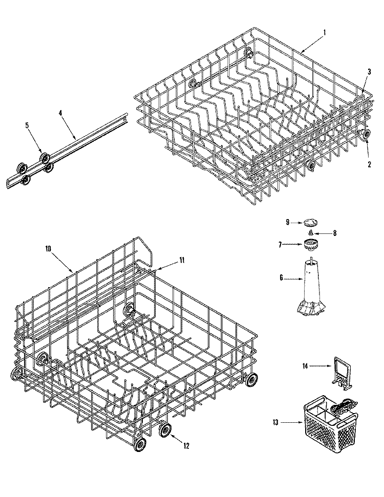 TRACK & RACK ASSEMBLY Diagram and Parts List for MDB5100AWW  Maytag Dishwasher