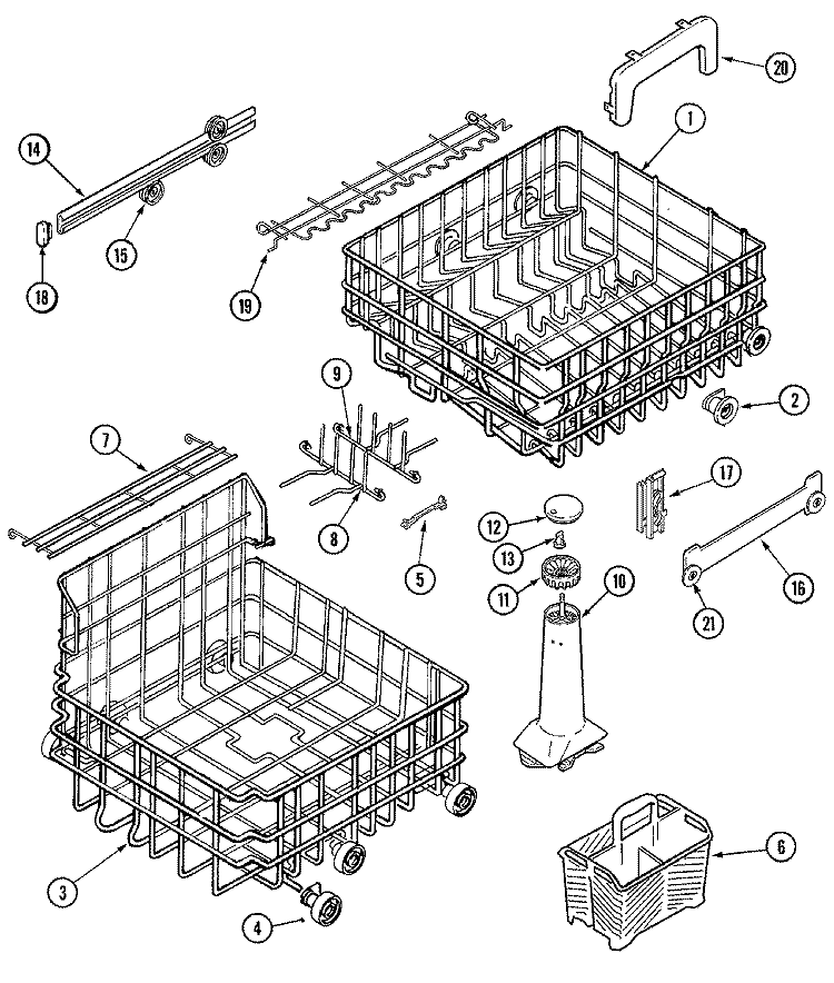 TRACK & RACK ASSEMBLY Diagram and Parts List for MDB6657AWQ  Maytag Dishwasher