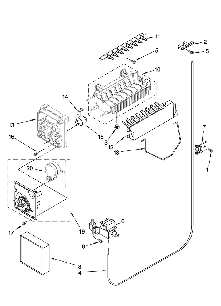 Icemaker Parts, Optional Parts Diagram and Parts List for MSD2274VEA00  Maytag Refrigerator