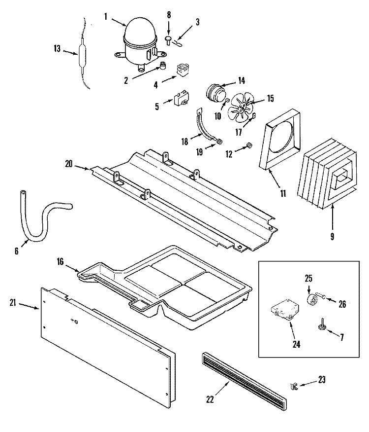 COMPRESSOR Diagram and Parts List for CT21G7B  Crosley Refrigerator