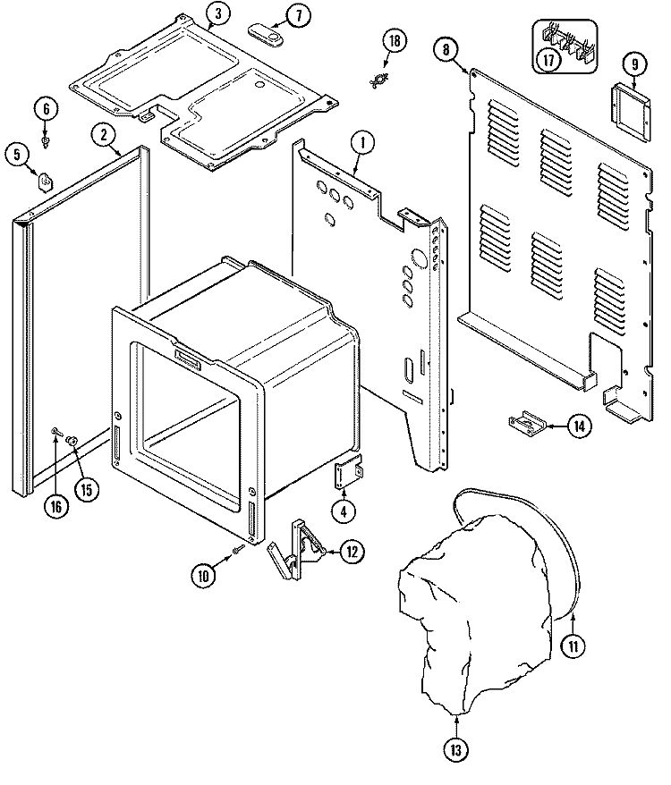 BODY Diagram and Parts List for PER4305BAT  Maytag Range