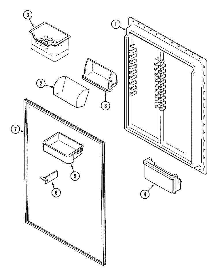 FRESH FOOD INNER DOOR Diagram and Parts List for PTB2454GRQ  Maytag Refrigerator