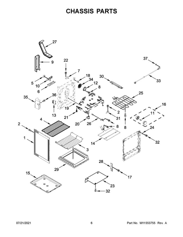 Chassis Parts Diagram and Parts List for YMER8800FZ4  Maytag Range