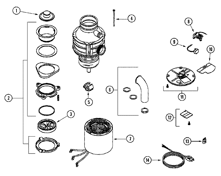 BODY Diagram and Parts List for L20C-1  Magic Chef Food Waste Disposer