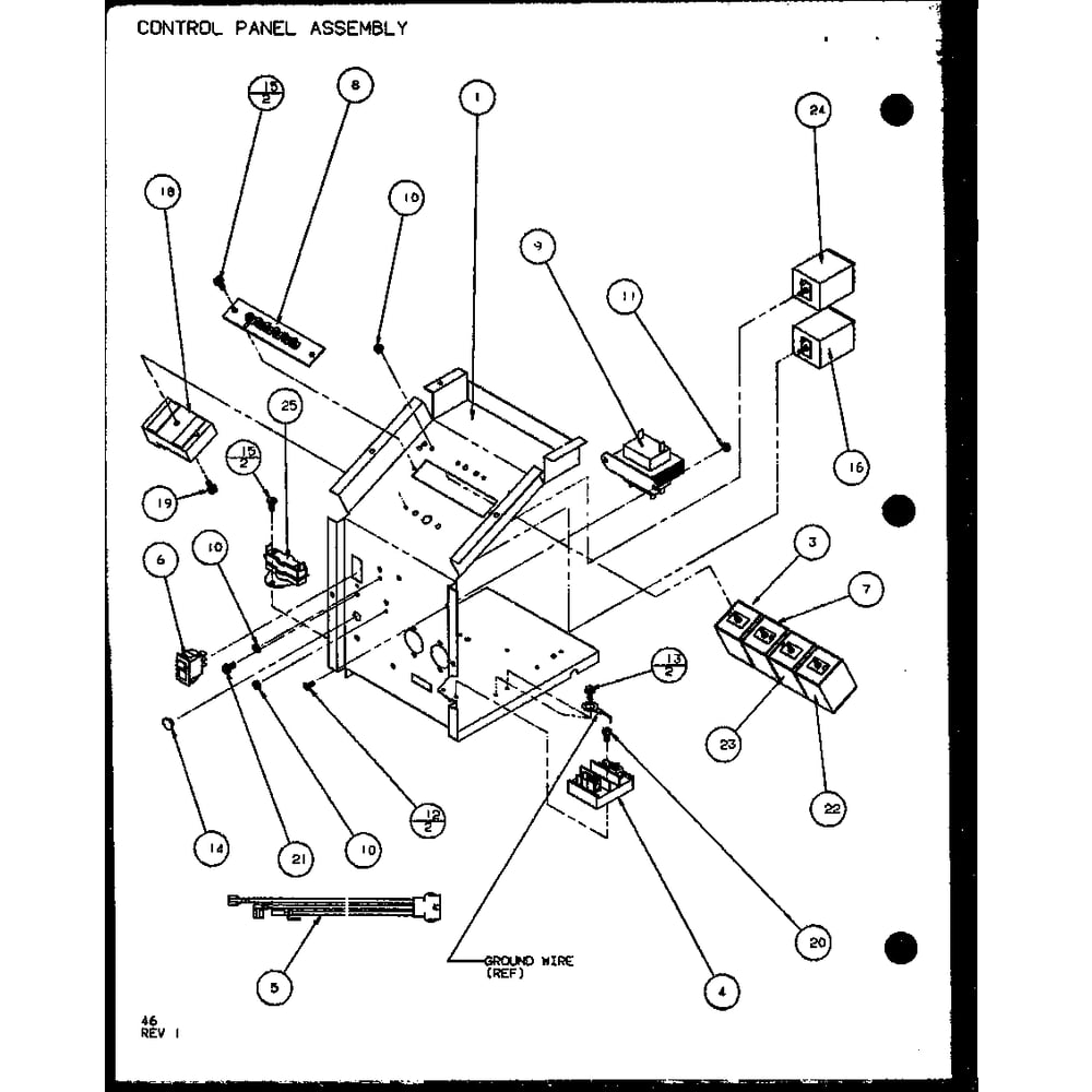Control Panel Assembly 1 Diagram and Parts List for PTC07300ER P9812501R Amana Air Conditioner