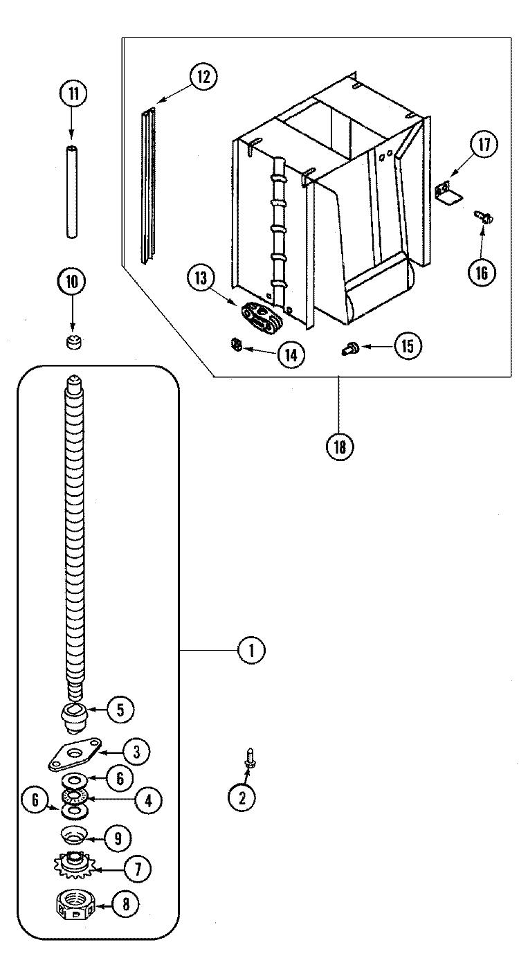 POWERSCREW & RAM ASSEMBLY Diagram and Parts List for TC507B  Jenn-Air Trash Compactor