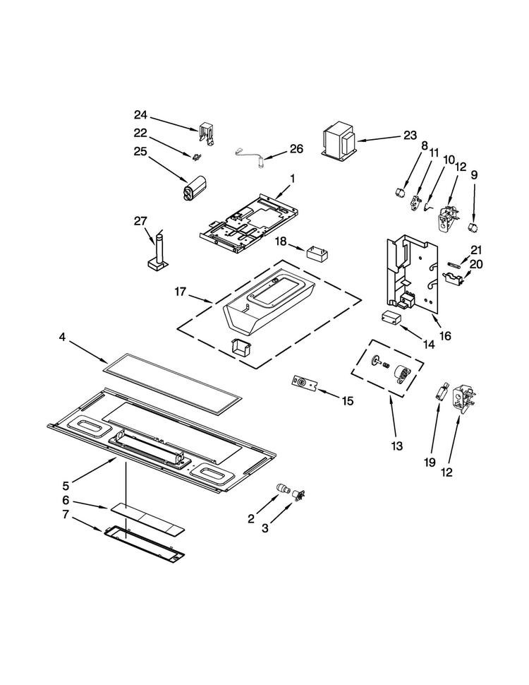 Interior And Ventilation Parts Diagram and Parts List for MMV5208WB0  Maytag Microwave