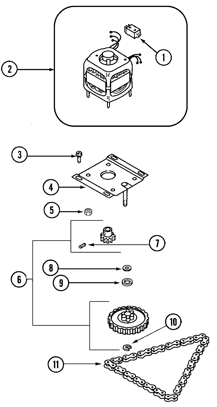 MOTOR & DRIVE Diagram and Parts List for TC507B  Jenn-Air Trash Compactor