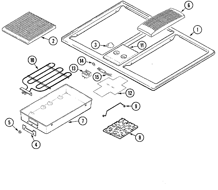 TOP ASSEMBLY Diagram and Parts List for JED7430AAB  Jenn-Air Cooktop