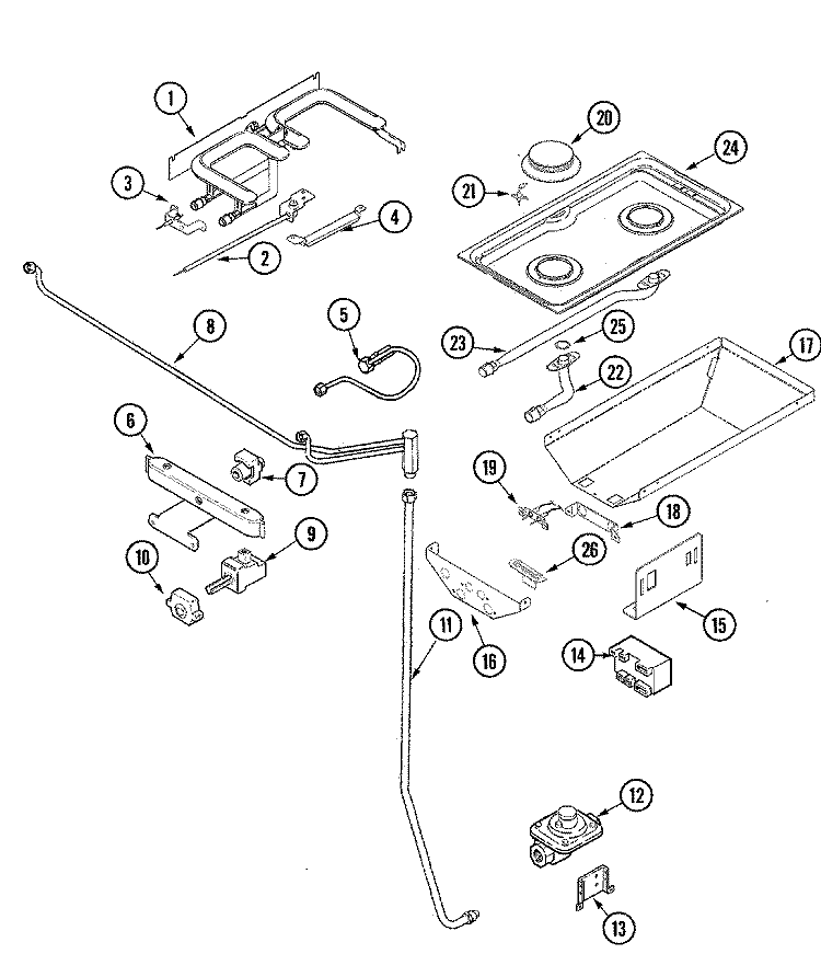 GAS CONTROLS Diagram and Parts List for JDS9860ACB  Jenn-Air Range