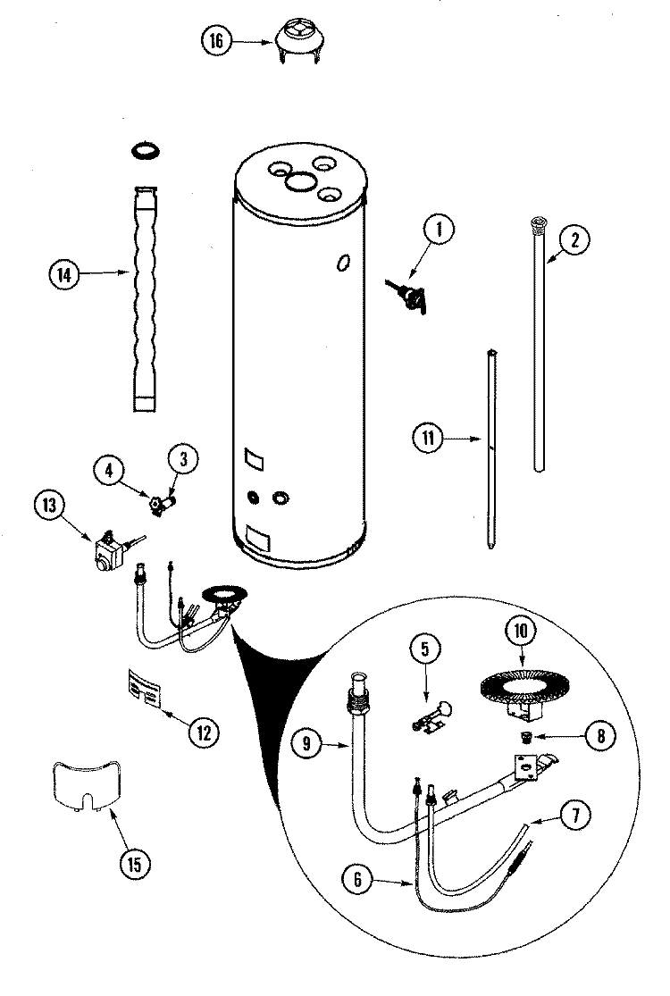 BODY Diagram and Parts List for H675NRRT  Maytag Water Heater
