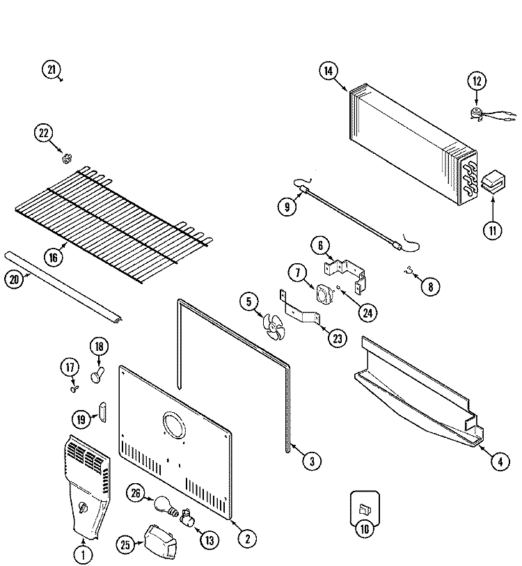 FREEZER COMPARTMENT Diagram and Parts List for PTB2154GRQ  Maytag Refrigerator