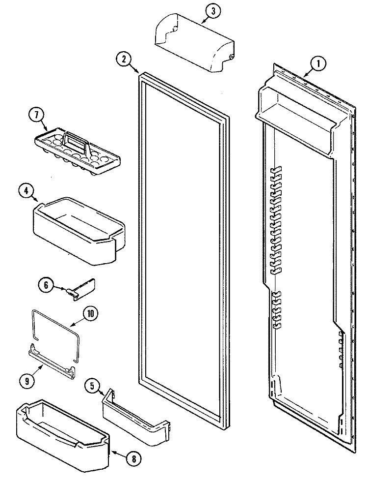 FRESH FOOD INNER DOOR Diagram and Parts List for KGU57990KD  Maytag Refrigerator