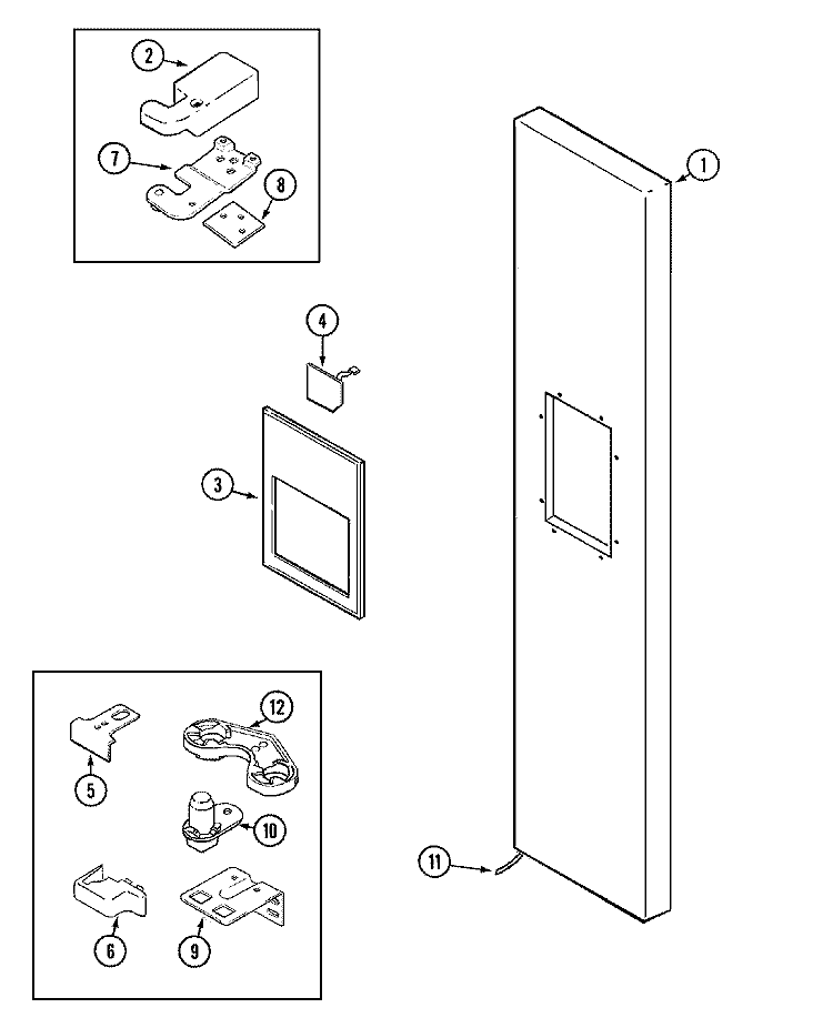 FREEZER OUTER DOOR Diagram and Parts List for KG57U95SKD  Maytag Refrigerator