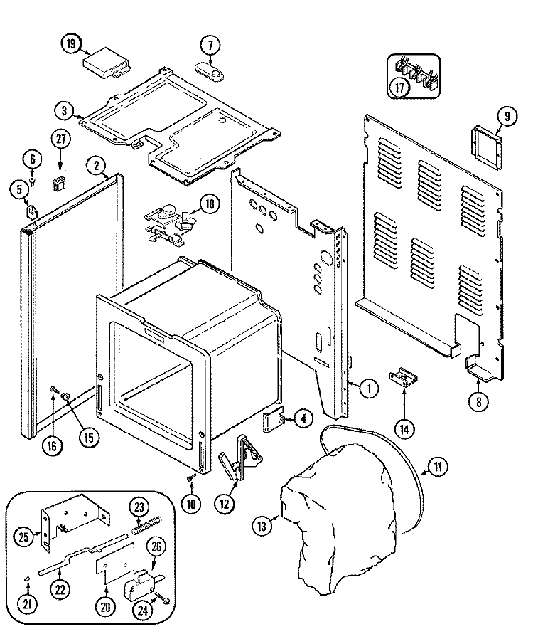 BODY Diagram and Parts List for MER5550BAW  Maytag Range