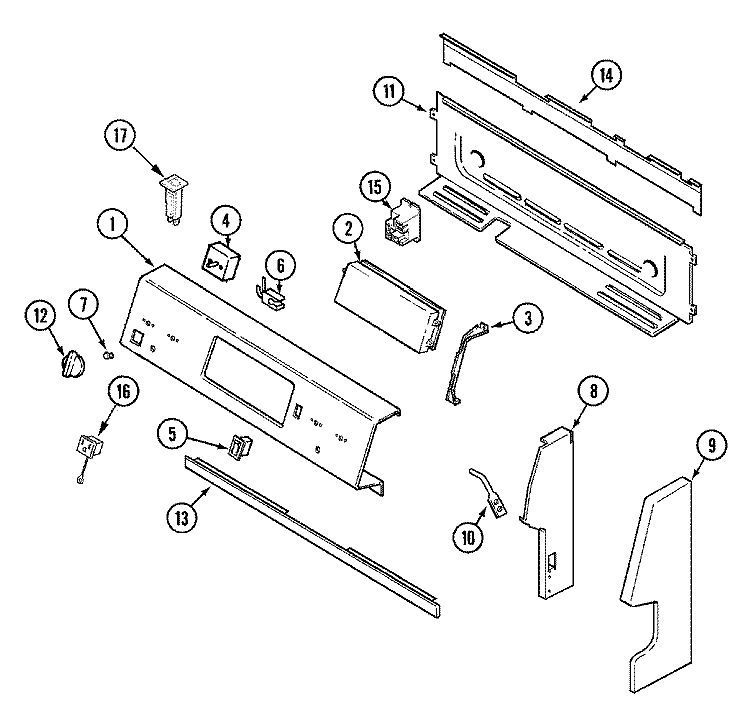 CONTROL PANEL Diagram and Parts List for MER5570BCW  Maytag Range