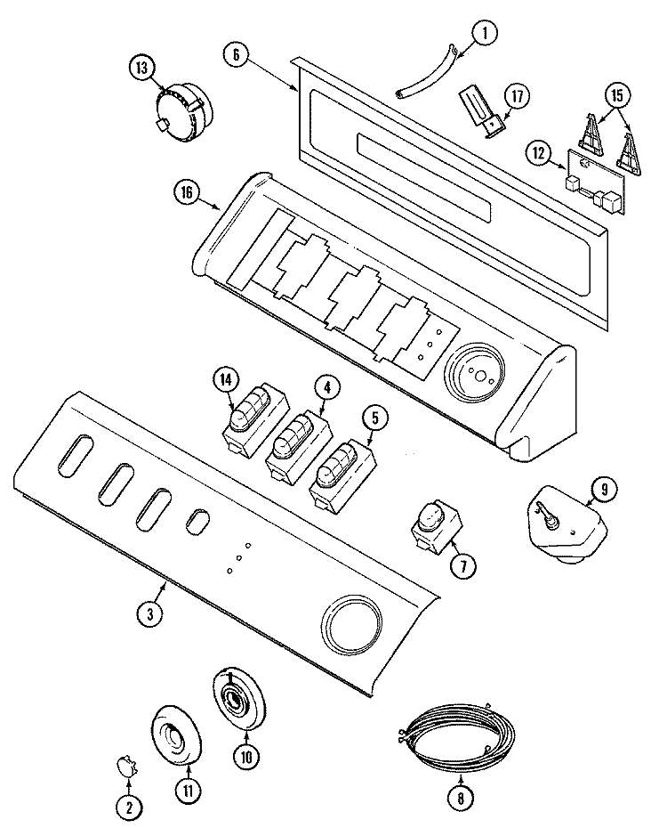 CONTROL PANEL Diagram and Parts List for MAH3000BGW  Maytag Washer