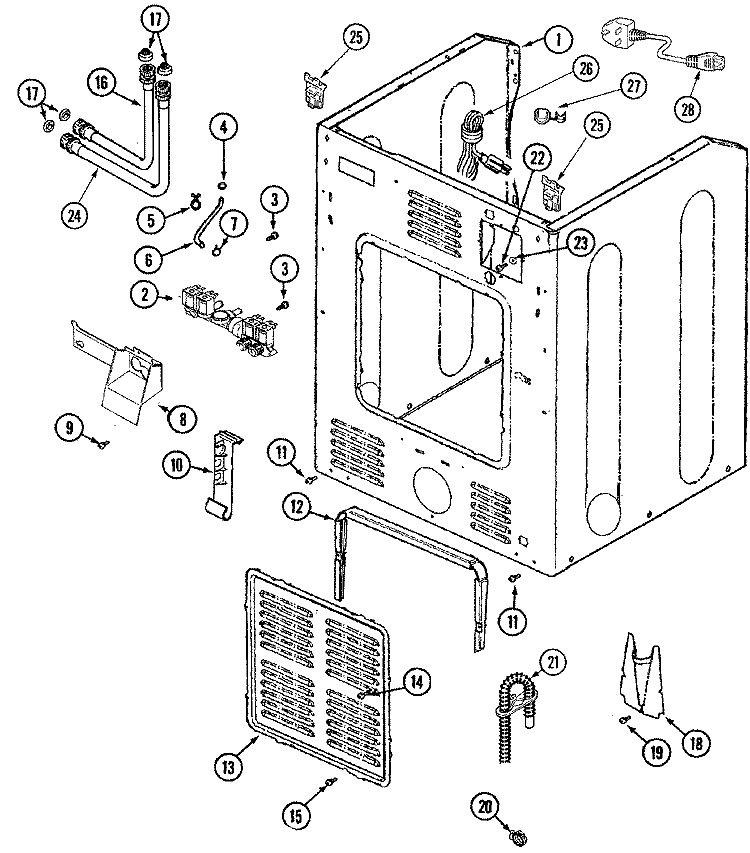 CABINET - REAR Diagram and Parts List for MAH3000BGW  Maytag Washer