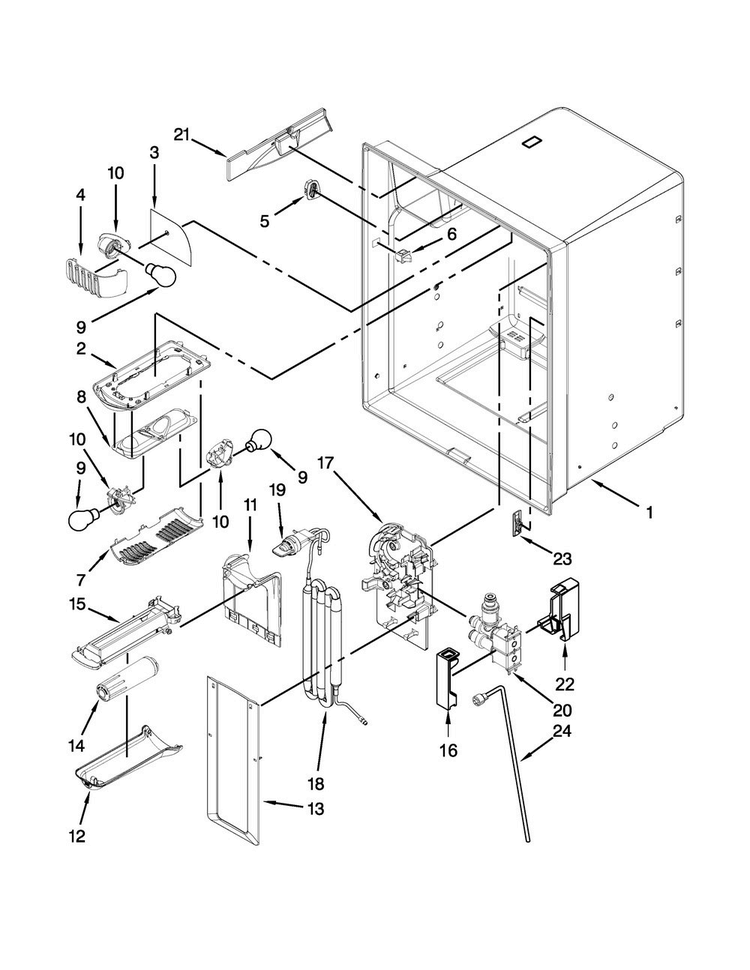 Refrigerator Liner Parts Diagram and Parts List for MFI2269FRE00  Maytag Refrigerator